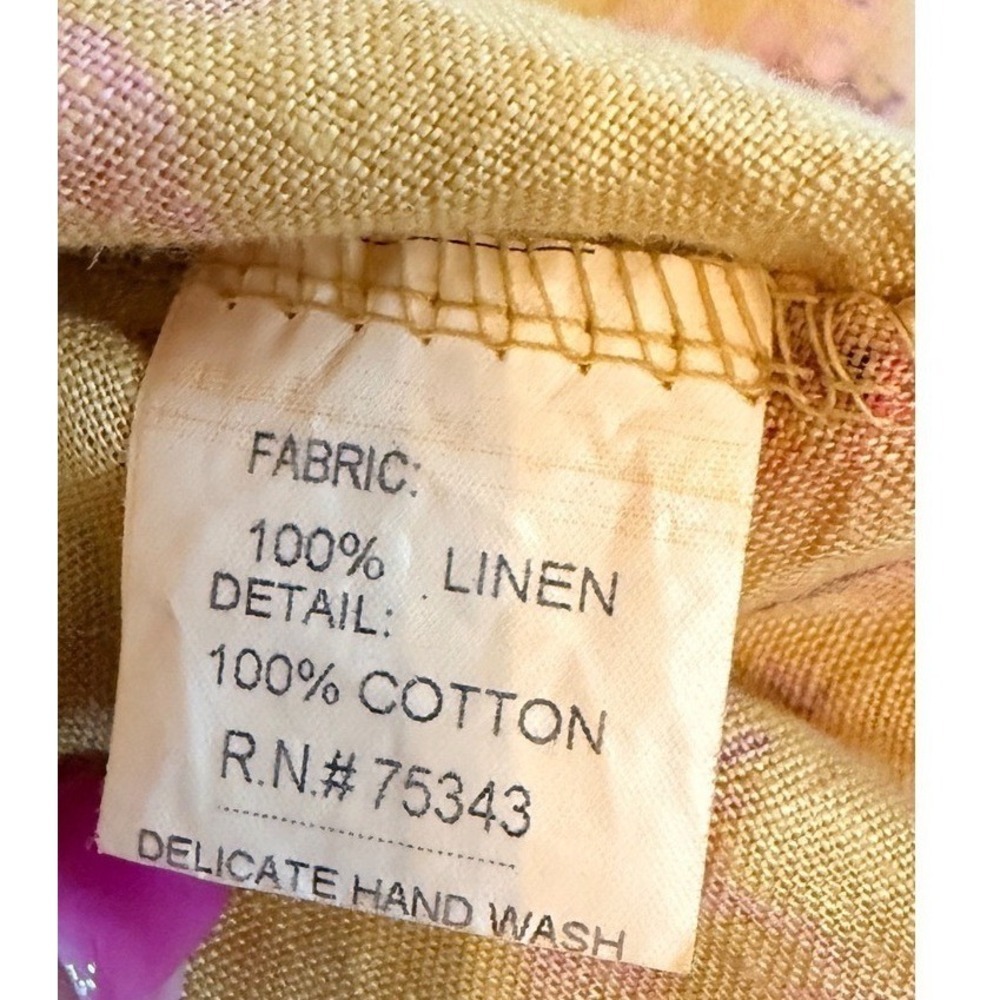 Bellambra Made in Italy 100% Linen Floral Halter Dress Yellow Pink Small - Picture 7 of 10